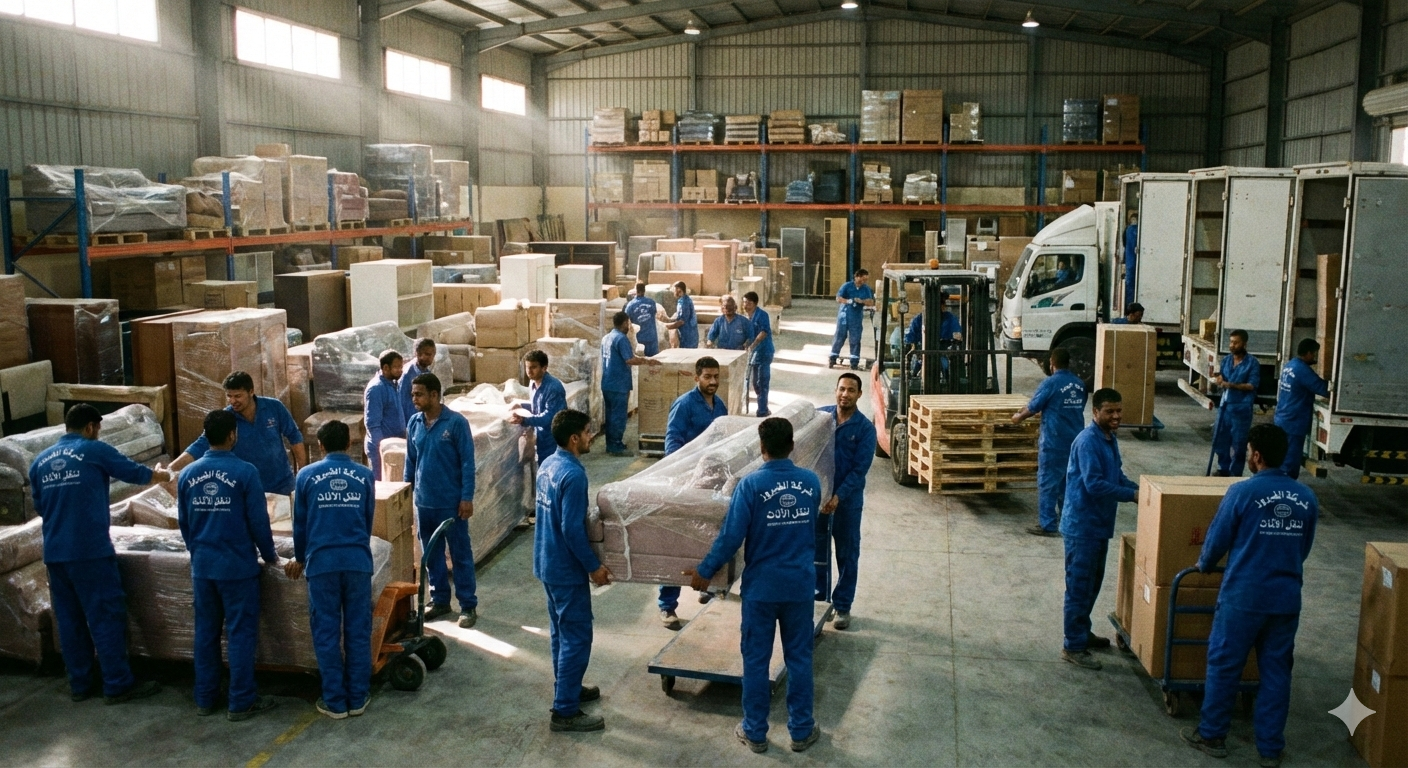 أحد فنيي الفيروز أثناء فك الأثاث